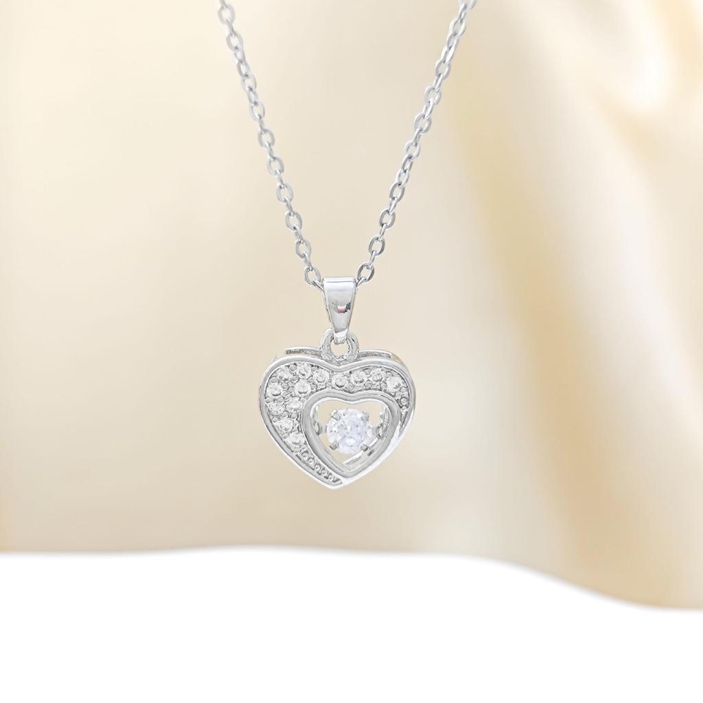 Elegante Smart Heart Anhänger Halskette – Luxuriöses Mikro-Inlay Design für Damen