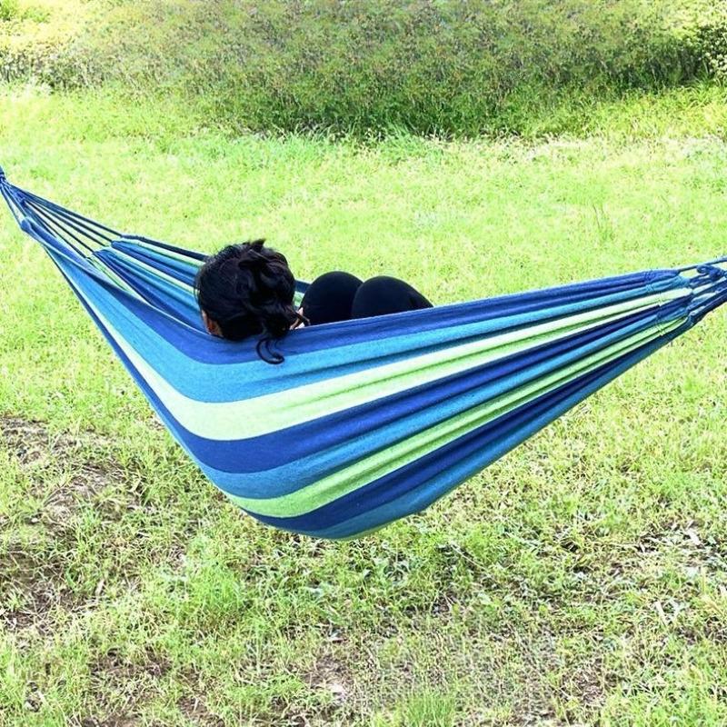 Thick Canvas Hammocks for Outdoor Camping Double Load-bear Dormitory Home Hammock Wear Resistant Anti Slip Anti Rollover Swing Leisure Hanging Chair