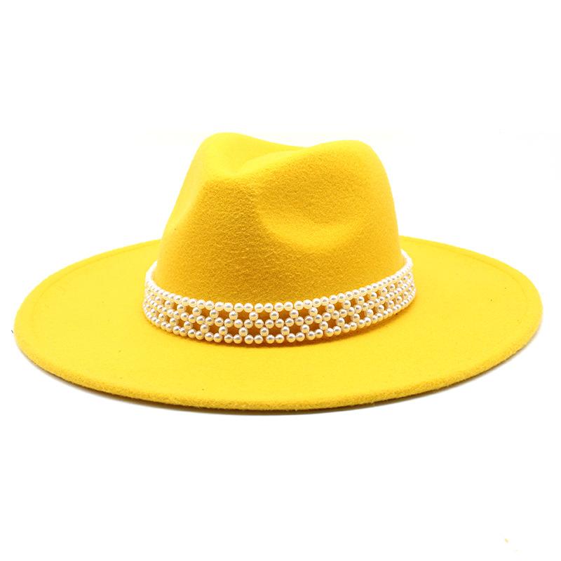 Hepburn Woolen Jazz Top Hat For Men And Women Casual 9.5Cm Big Edge Jazz Hat Felt Hat