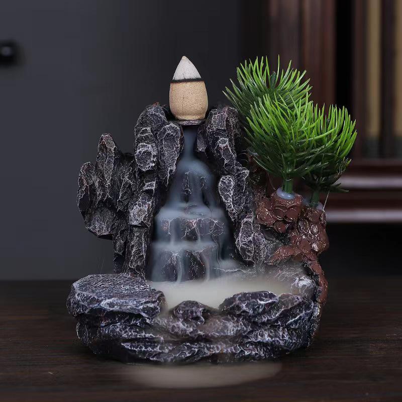 Zen Resin Backflow Incense Burner - Creative Ceramic Sandalwood Ornament for Home