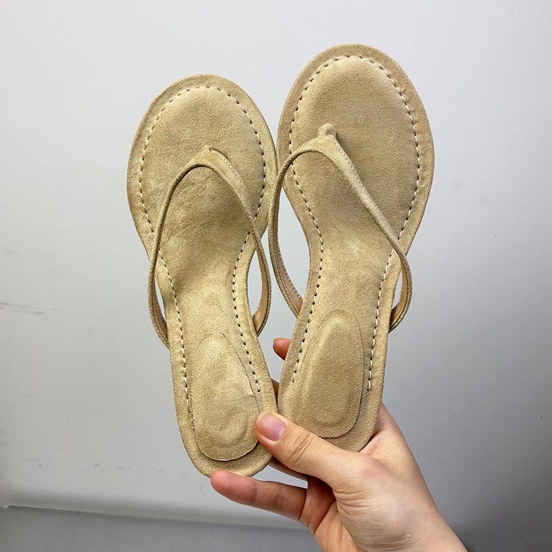 Fashion Fashion Flock Women Low Heel Slippers New In Summer Beach Slides Female Flip flops Round Toe Ladies Heeled Slippers Shoes Pumps