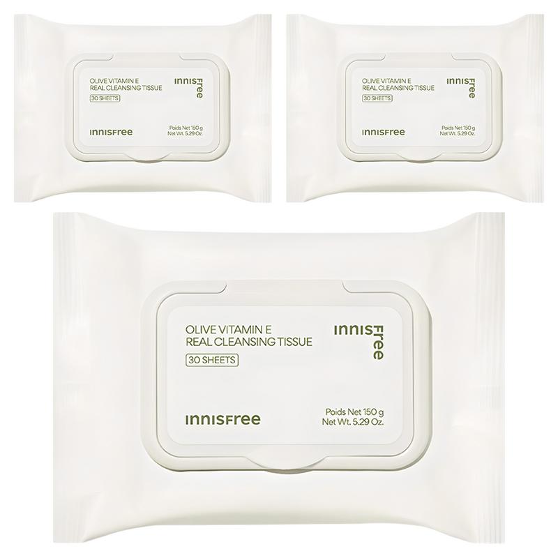 Innisfree Olive Real Cleansing Tissues, 30 Wipes, 3 Pcs