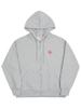 Graver [Unisex] Pembe Çiçek Gülümseme Nakışlı Fermuarlı Kapüşonlu Sweatshirt_Gri