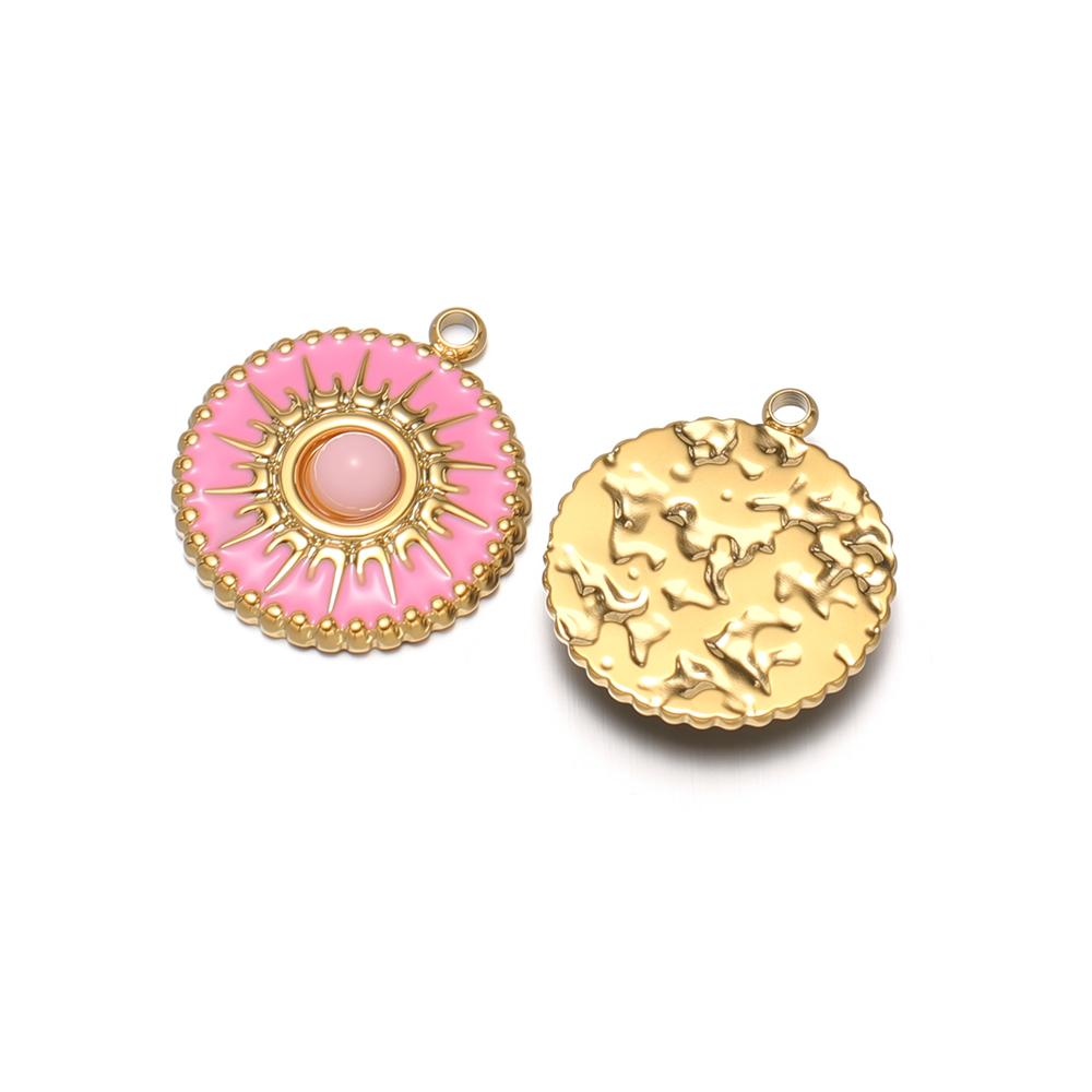 5pcs Stainless Steel 15mm Enamel Stone Charms for DIY Bohemian Sun Necklace Pendants Vintage Earrings Making Jewelry Findings