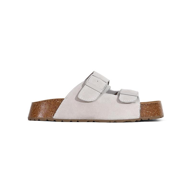 

Classic~ Open-toed neck Ken shoes with platform buckle strap Boboken slippers 2025 summer new versatile one-word drag outer wear 40 бежевый