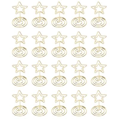 20PCS Place Card Holder Small 5 Pointed Star Shape Photo Picture Holders Table Card Holder Gold