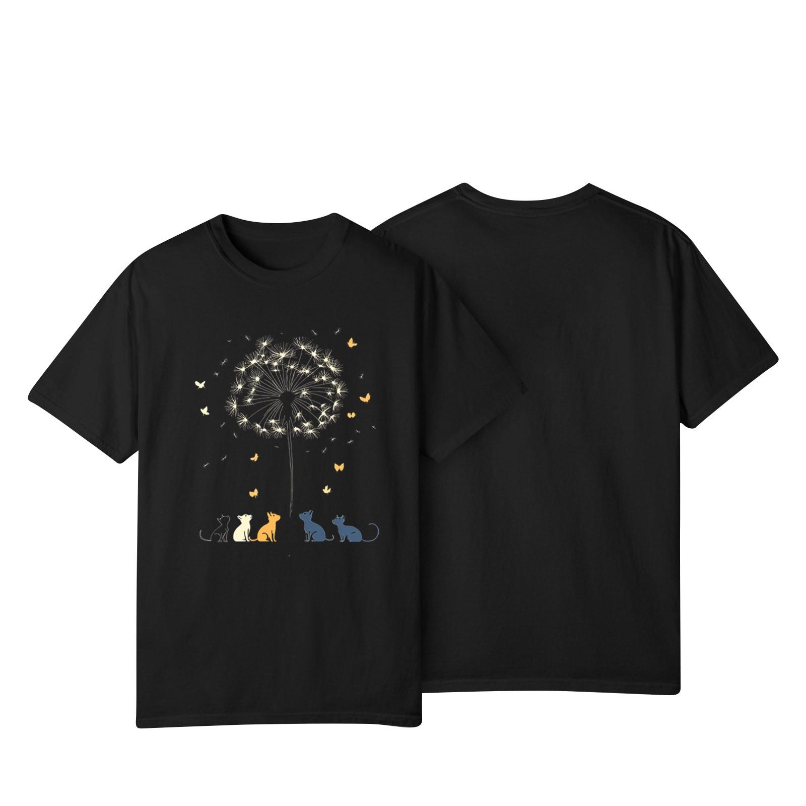 

Женская повседневная футболка с принтом подсолнухов Street Slim Fit с коротким рукавом L чёрный