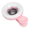 15X Macro Lens Mobile Phone 2 In 1 HD Camera Lens with LED Ring Flash Light Smartphone Selfie Live Lamp Fill Light Pink