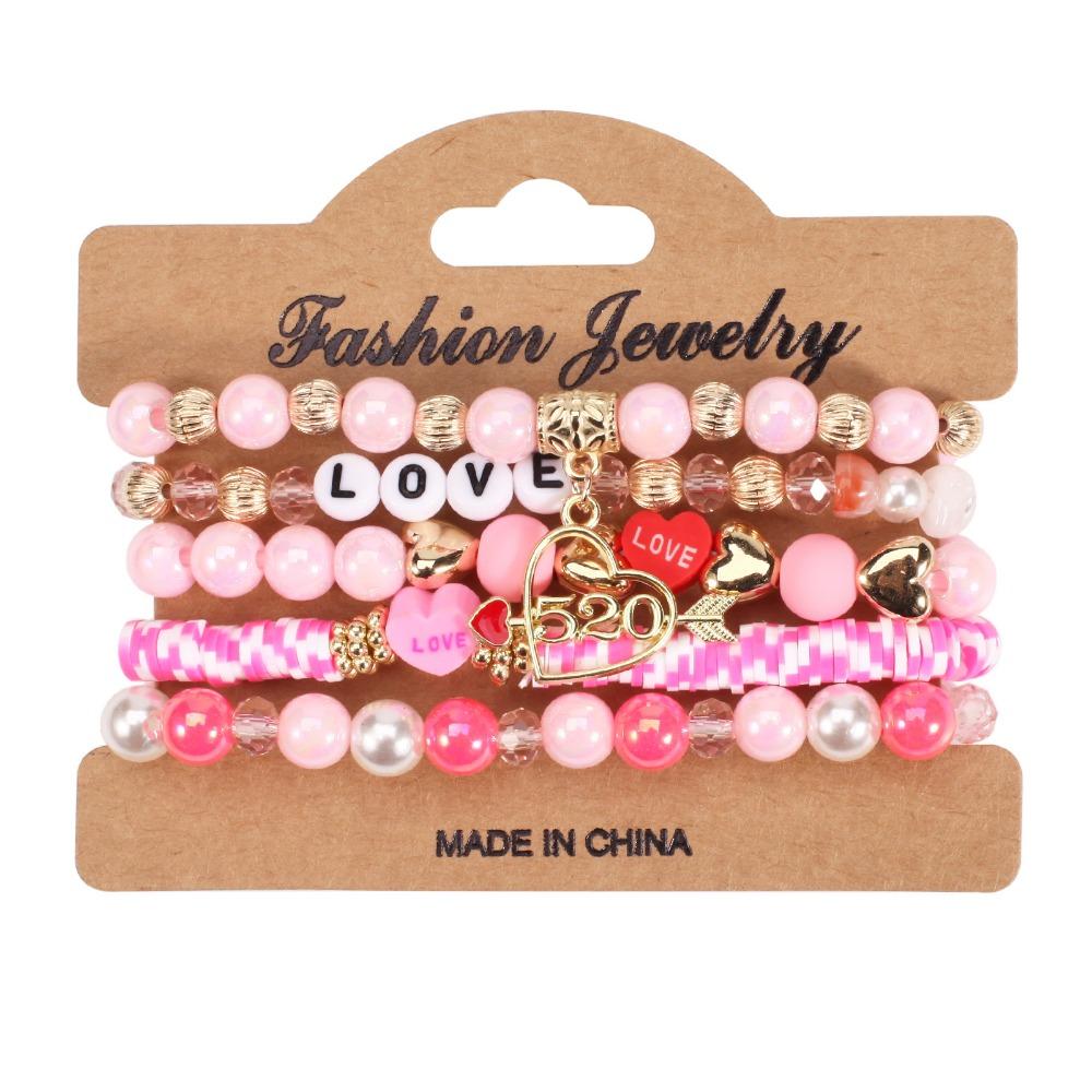 5pcs/set DIY Romantic LOVE Pendant Acrylic Beads Colorful Stone Wristband Bracelet  Hand Decoration