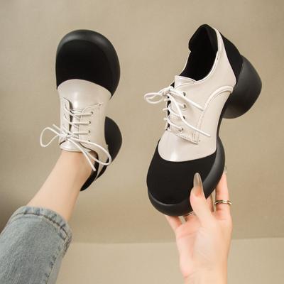 Fashion Women's Single Shoes Spring Autumn New Thick Sole Color Matching Lace-up Mary Jane Shoes Casual Fashion Light Sweet Lolita Shoes