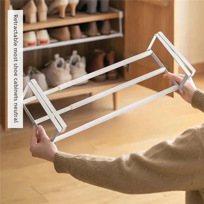 Adjustable Shoe Rack Under-Shelf Holder With Hanging Basket For Home Shoe Cabinet Space-Saving Layered Organizer