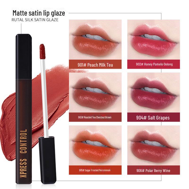 XPRESS Black Velvet Semi-Moisturizing Semi-Matte Lip Glaze: Long-lasting, non-staining lip gloss.
