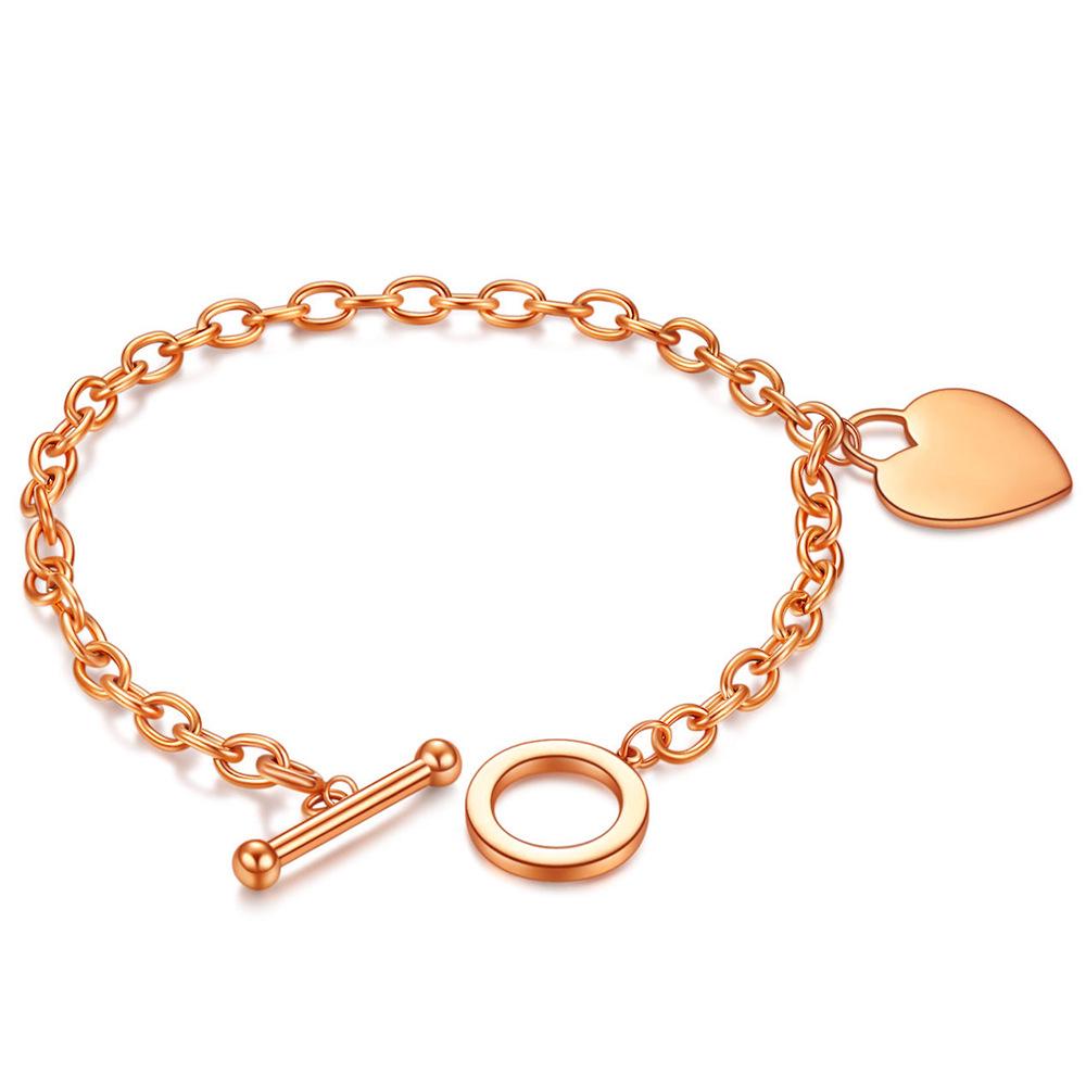 European Style Stainless Steel Bracelet with Laser-Engraved Love Logo: Stylish, Smooth, Simple Design for Women.