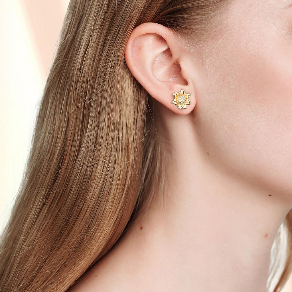 Orecchini a cerchio in argento sterling a forma di girasole
