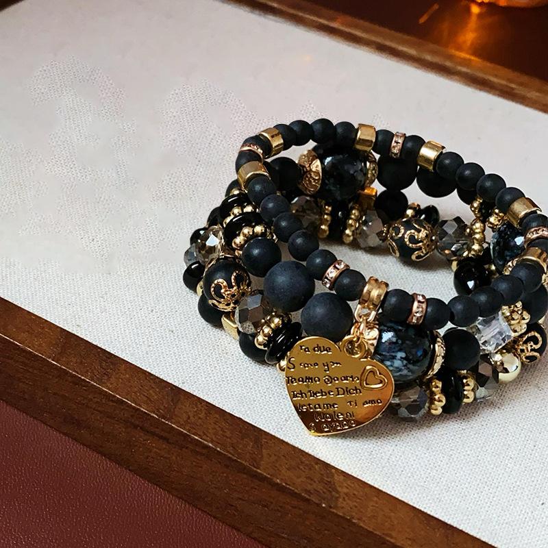 

Браслет из бисера с бриллиантами и буквами в форме сердца, персонализированный модный браслет, элегантное и высококачественное изделие ручной работы