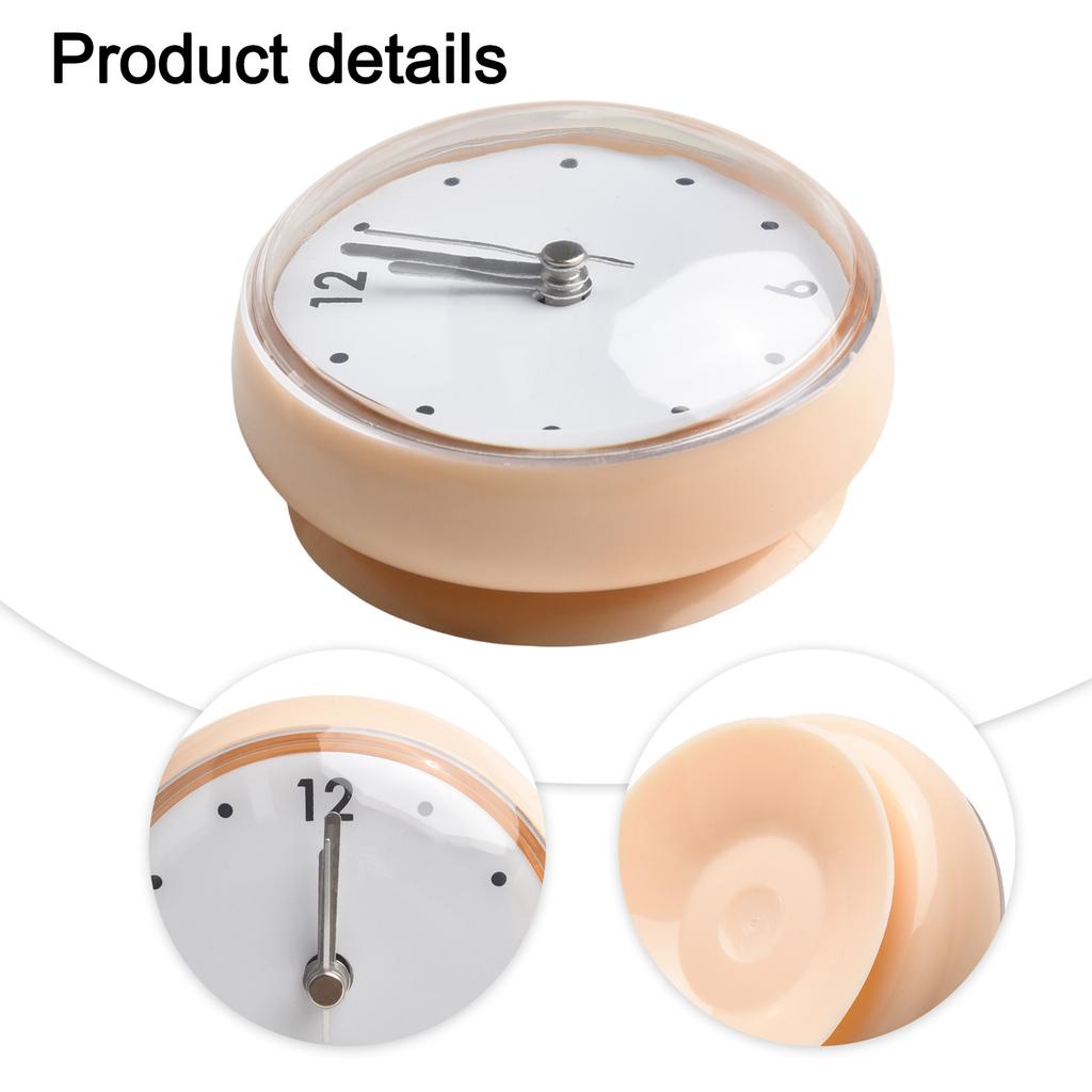 Waterproof Anti-Fog Design Sucker Wall Clock Plastics Silent Quartz Clocks Sucker Wall Clock For Kitchen /Bathroom 75x75mm