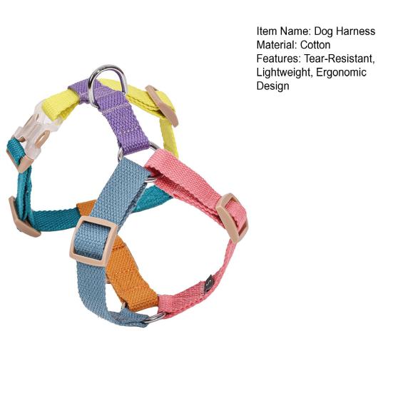 Dog Harness Quick Release Adjustable Ergonomic Design Tear-Resistant Splicing Color Dog Training Cotton Small Medium Dog Harnesses Chest Strap Pet