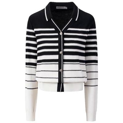 Giovanni Valentino Damen Farbblock Streifen Wollstrick Cardigan