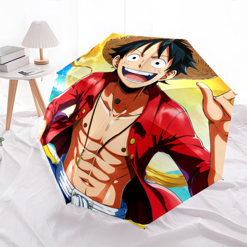 1 PC Automatic Folding Umbrella - One Piece Monkey D Luffy Pattern Portable Foldable Design With 8 Ribs Christmas Birthday Gifts