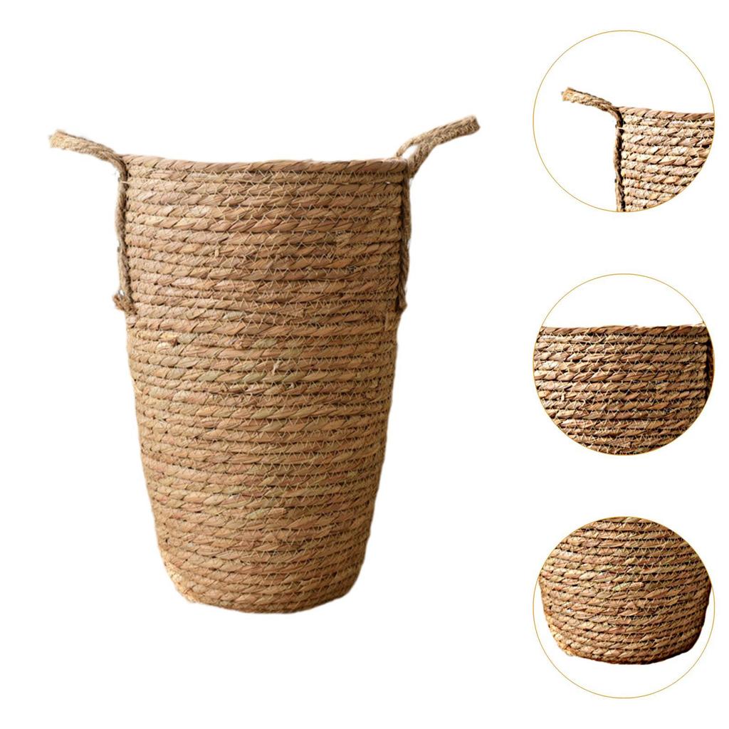 Straw Woven Planter Basket Organizer Decorative Versatile Laundry Basket Plant