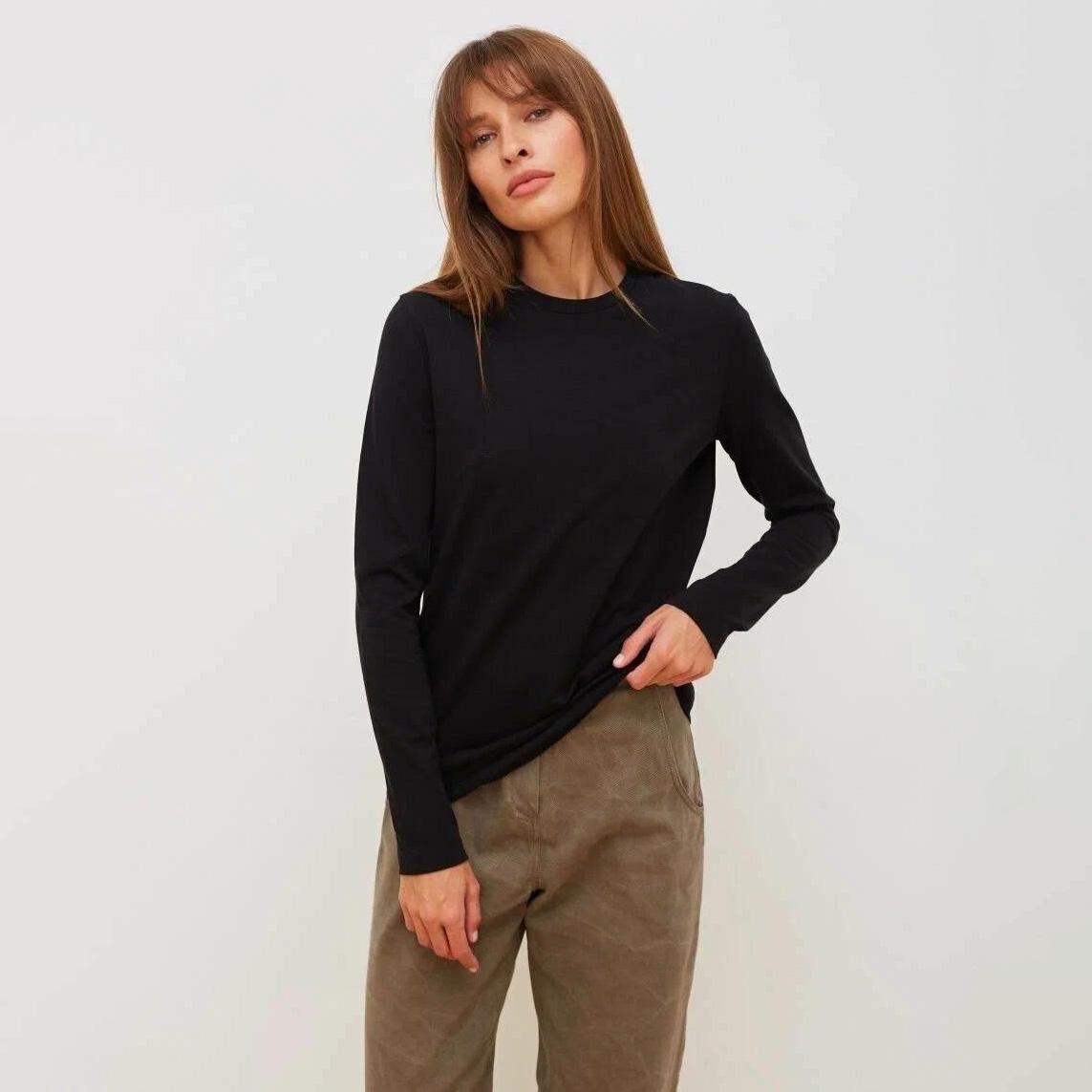 

Летняя женская футболка с длинным рукавом и круглым вырезом с принтом 4XL чёрный