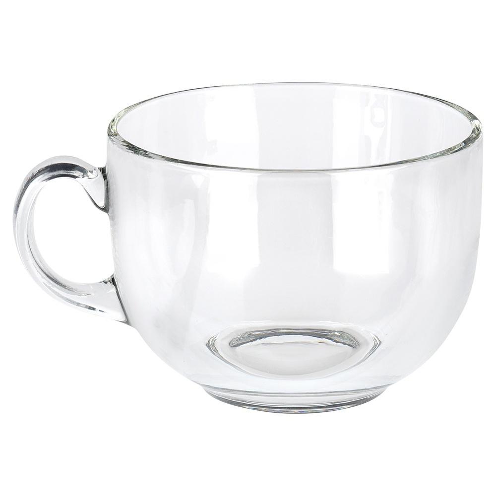 Large Glass with Handle for Drinking Coffee Tea Herbal Beverages Mug 650 Ml