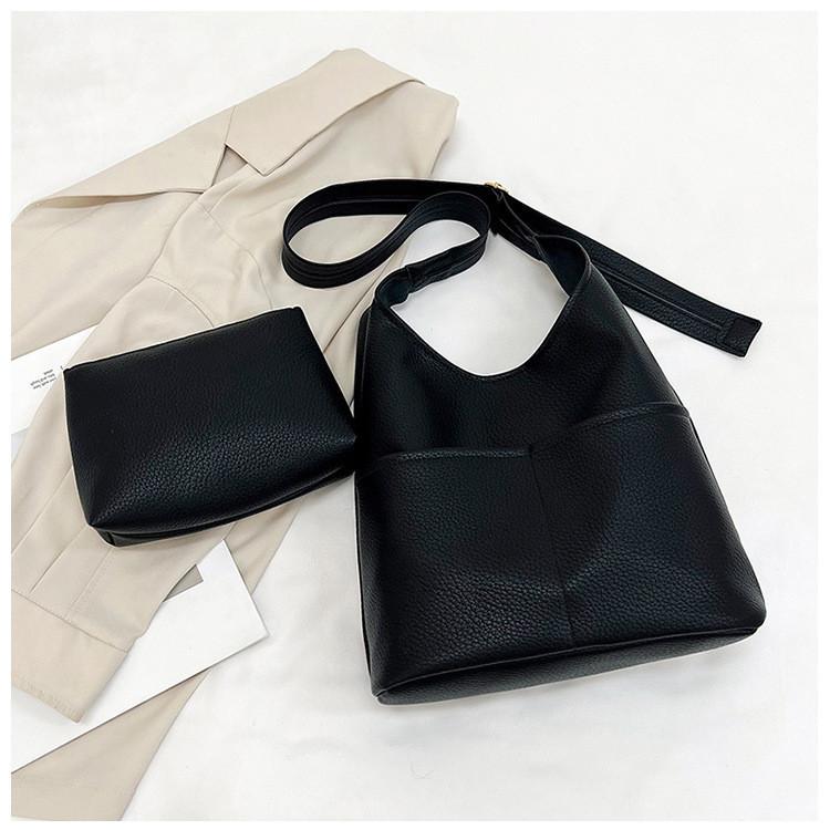 Stylish 2024 New Korean Fashion Pu Bucket Bag Chic Simple Crossbody Handbag