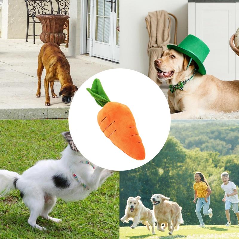 Carrot Dog Puzzle Toys Carrot Shape Dog Squeak Toys Stress Relief Dog Toys Stuffed Plush Puppy Toys For Small Medium And Large