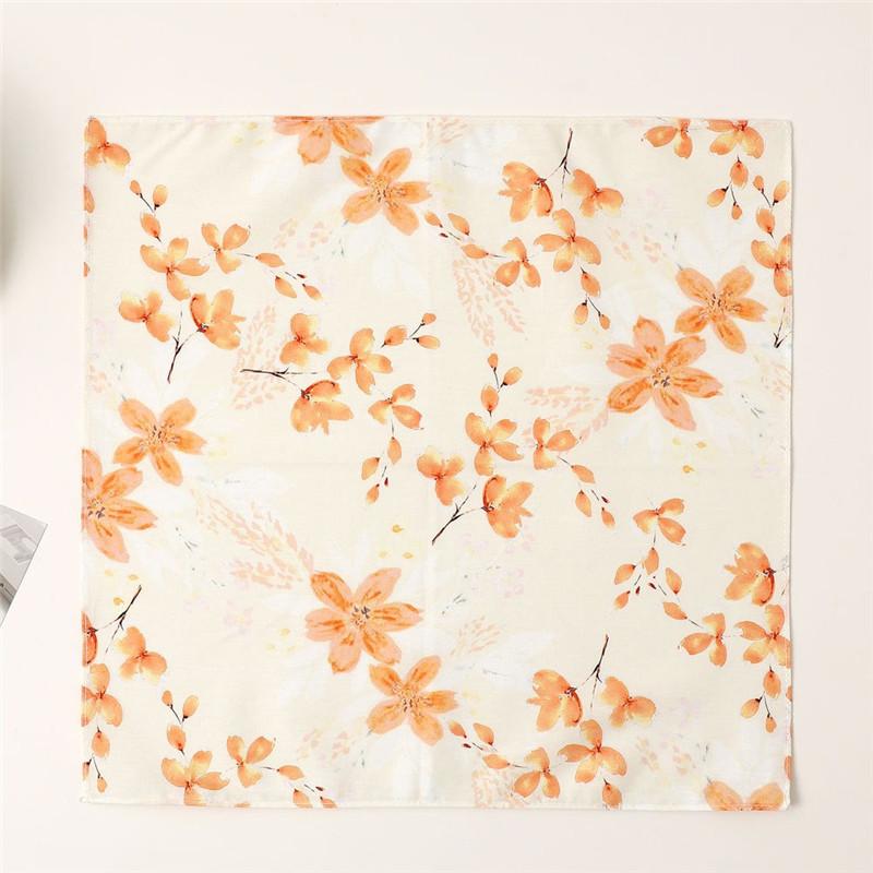 1Pc 34x34cm Thin Cotton Retro Flower Printed Women Pocket Handkerchief Scarf Absorbent Wipe Sweat Towel