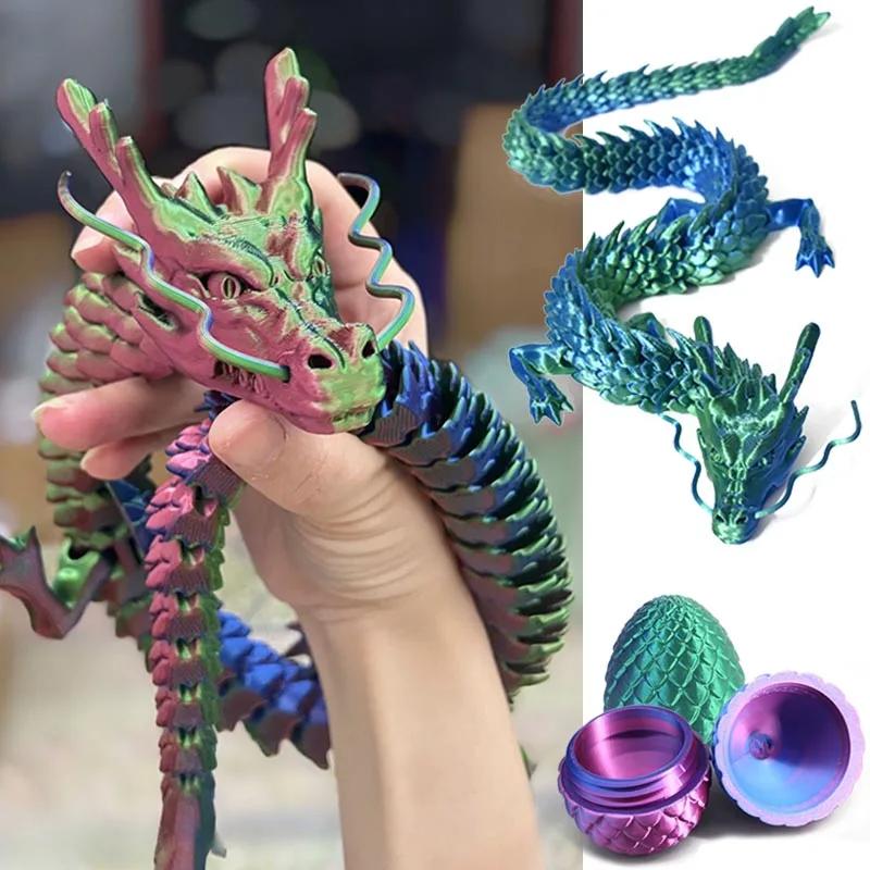 1/2Pcs 3D Printed Dragon With Egg Articulated Dragon Full Body Joints Can Move Rotatable Articulated Desktop Creative Kids Toys