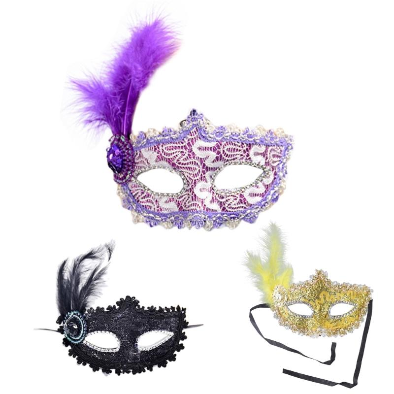 Masquerade Mask Wedding Carnival Party Performance Costumes Sex Lady Lace Mask Venice Feather Sexy Halloween Mask Gift