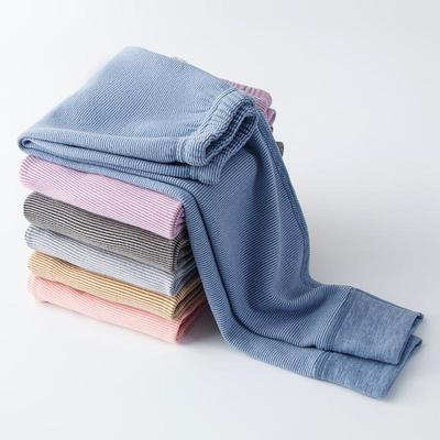 Children's Seamless Striped Warm Pants: Boys' & Girls' Autumn/Winter Base Layer Sleepwear for Teens
