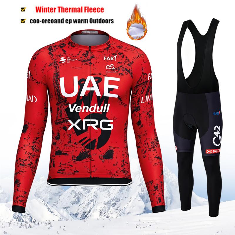 2027 UAE Team Winter Thermal Fleece Cycling Jersey Set Long Sleeve Bicycle Clothing MTB Bike Wear Maillot Ropa Ciclismo Cycling