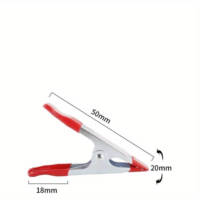 5pcs Mini Metal Heavy Duty Spring Clamps Crocodile Clip Red Plastic Tips Tool Clips Grip Holder