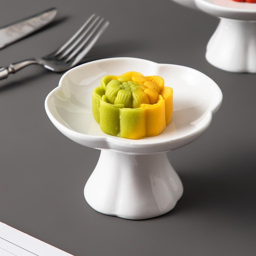 Dim Sum Plate Household Tall Plate Hotel High Value Snack Plate Around The Furnace Tea Refreshment Plate Creative Snack Tray
