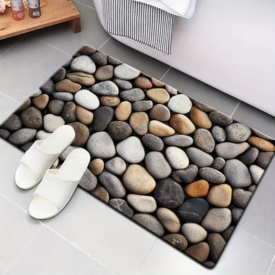Non-Slip Lightweight Polyester Bathroom Mat, Medium Pile Square Rug with Polypropylene Backing, Flannel Doormat for Bedroom, Indoor Use Hand Washable