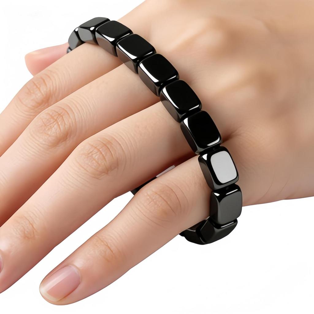 European Hematite & Black Gallstone Beaded Bracelet for Men & Women