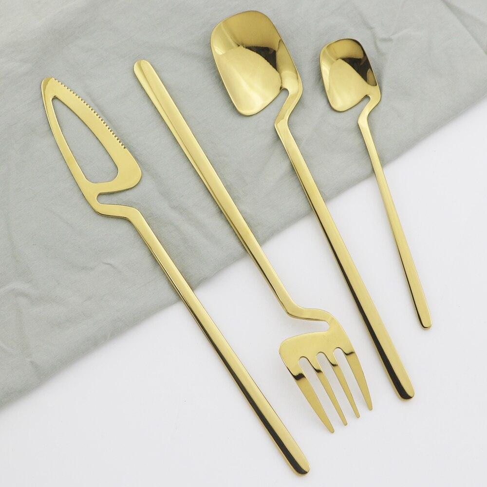 4Pcs/Set Black Dinnerware Flatware Knife Fork Spoons Cutlery Set 18/10 Stainless Steel Dinner Tableware Bar Party Silverware Set