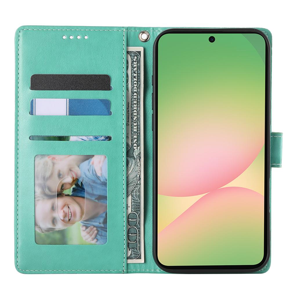 For Samsung Galaxy A36 5G Wallet Case Butterfly Floral Imprint PU Leather Phone Cover with Wrist Strap