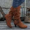 Large Size Kitten and Fashion Boots Autumn and Winter New Tall Tube But Knee Round Head Buckle Belt Women's Boots
