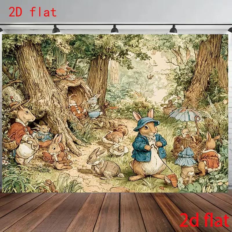 2D Peter Rabbit Banner, Forest Animals Party & Live Background
