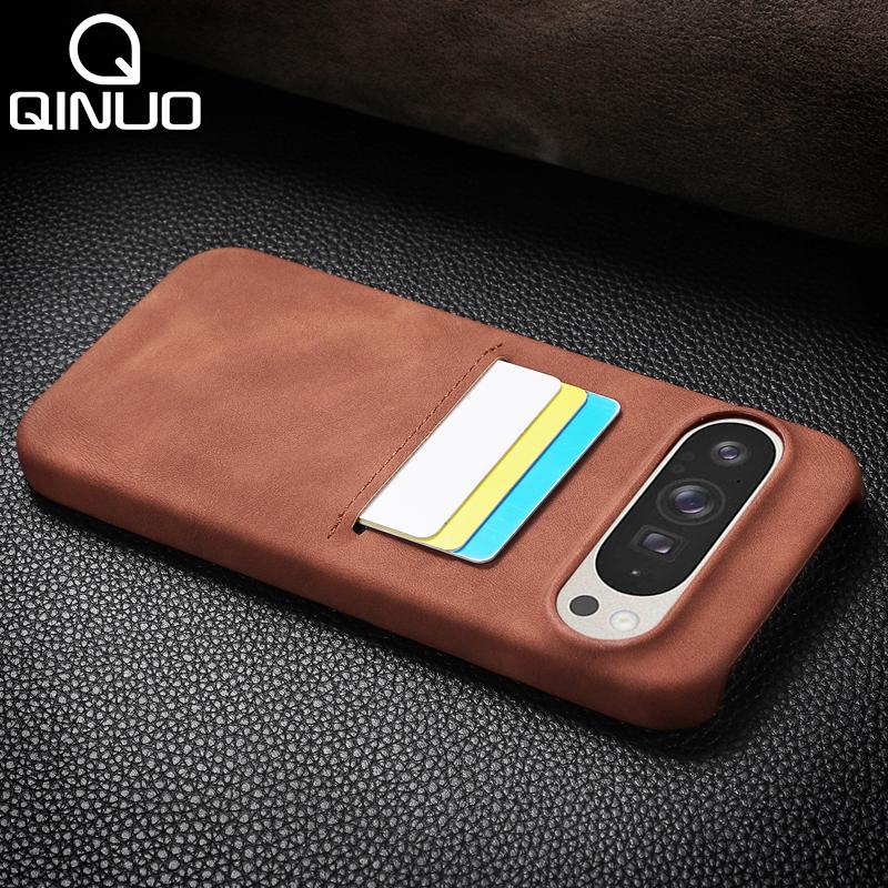 Luxury Sheep Skin Style With Card Pocket Phone Case For Google Pixel 10 9 Pro XL 8 8A 8Pro Matte Leather Clip Shockproof Cover