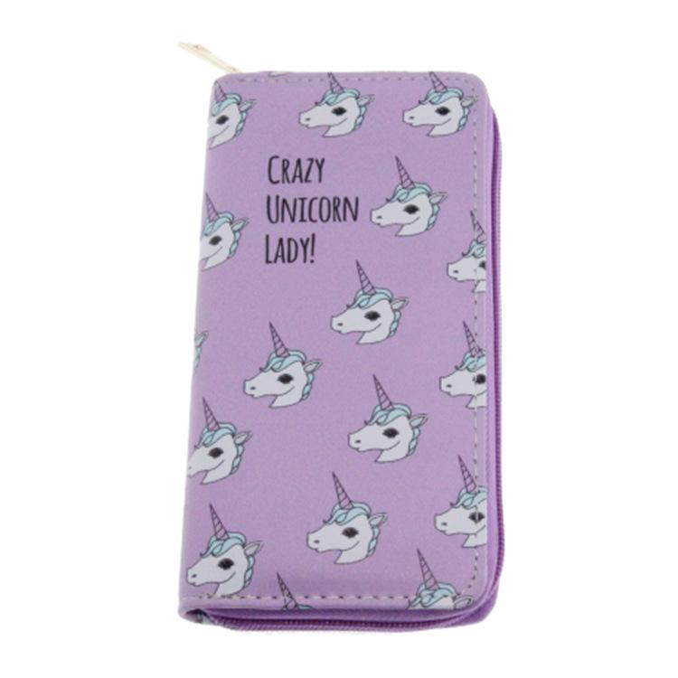 Anime peripheral unicorn long zipper wallet, wallet clutch