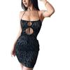 Ženy Summer See Through Club Party Skinny Zebra Stripes Vystřižené sexy mini šaty bez zad
