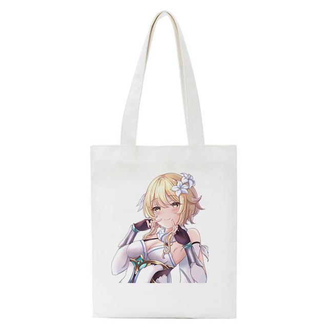 Сумка-шоппер Genshin Impact Qiqi аниме-сумка для покупок холщовая сумка в стиле Харадзюку большая вместительная складная женская сумка на плечо Kawaii сумка 2426cm 654₽