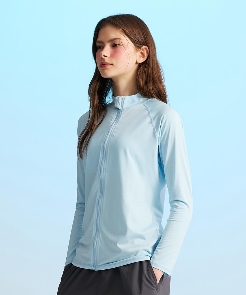 Leijibi Multi-Cooling Essential Loose Fit Zip-Up Rash Guard W Sky Blue