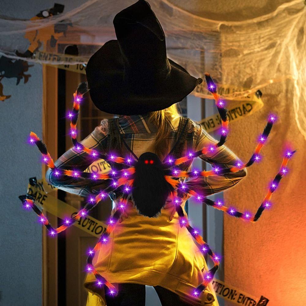 LED Halloween Spider Backpack Stuffed Animal Plush Spider Bag  Adult Accessories