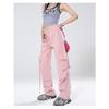 Pantaloni da Donna a Vita Alta Gamba Dritta Gamba Larga Casual Larghi Pantaloni a Strascico Pantaloni Cargo