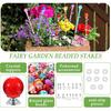 Chunful 176 Pcs Garden Stakes Fairy Wand Garden Stakes with Crystal Stopper Top Beaded Round Glass Bead Antique Silver Bail Beads with Pendant Silver