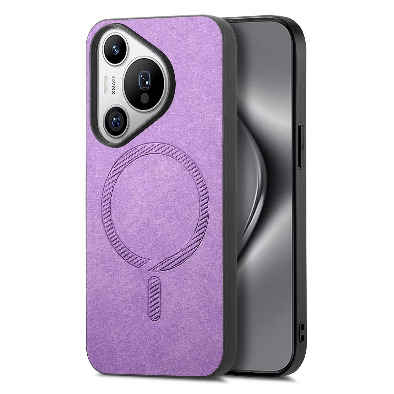 

Кожаный чехол-накладка для Huawei Pura 70 Pro+, совместимый с MagSafe, с приятным на ощупь покрытием Purple